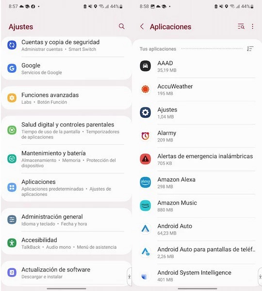 Buscar aplicaciones ocultas en celulares Android usando el menú de Ajustes. (Xataka)