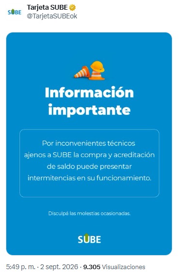 Fallas en la tarjeta SUBE impiden cargar saldo en la app, ventanillas y m&aacute;quinas de estaciones