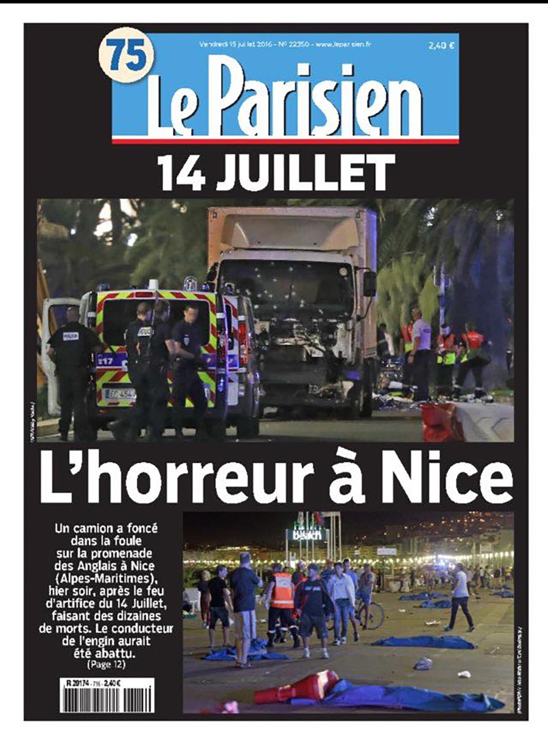 La portada de Le Parisien luego del atentado
