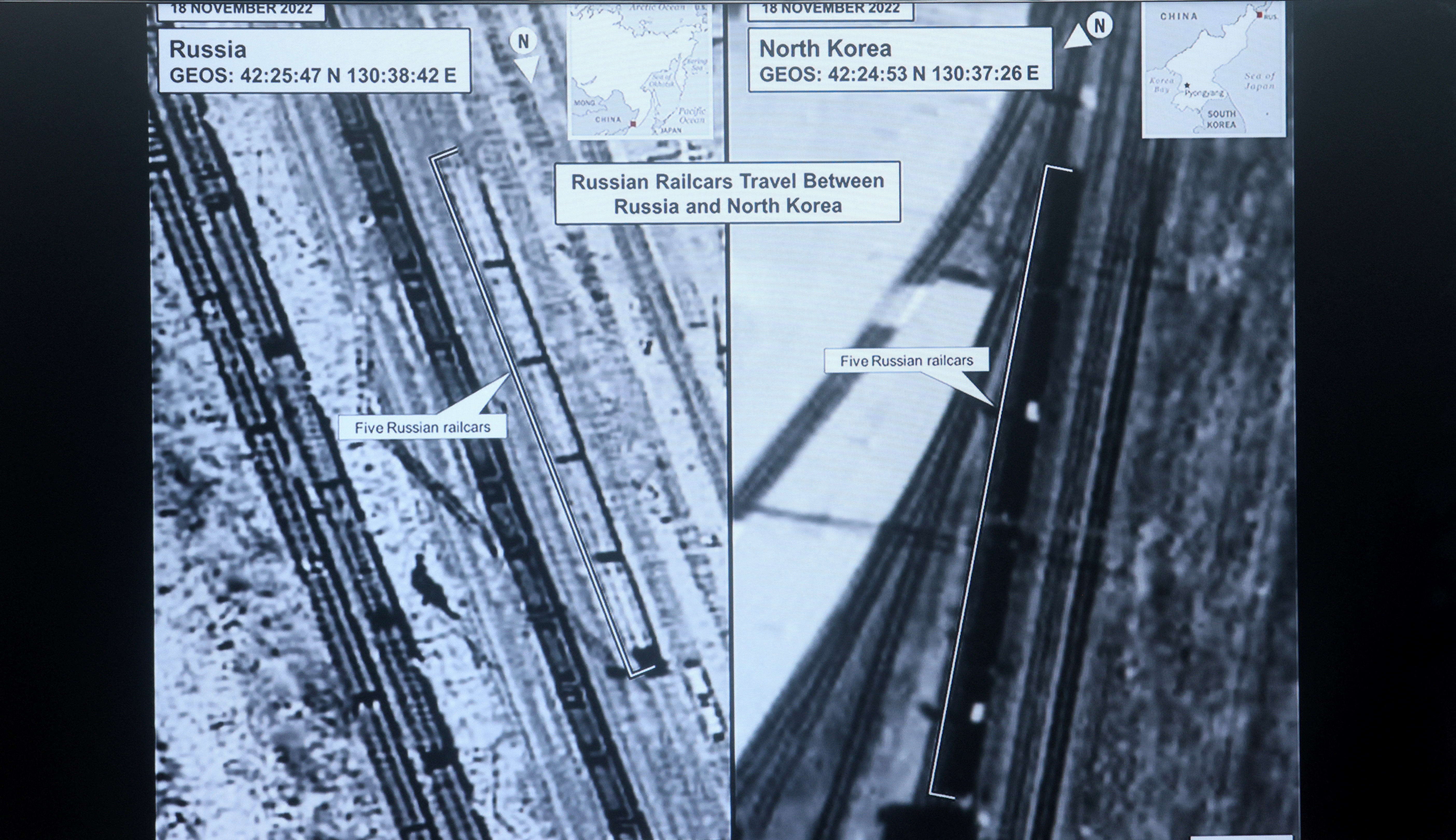 Imágenes satelitales de traslados entre Rusia y Corea del Norte (Reuters)