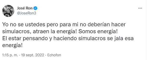 José Ron y su petición ante los ejercicios que “drenan la energía” (Foto: Twitter)