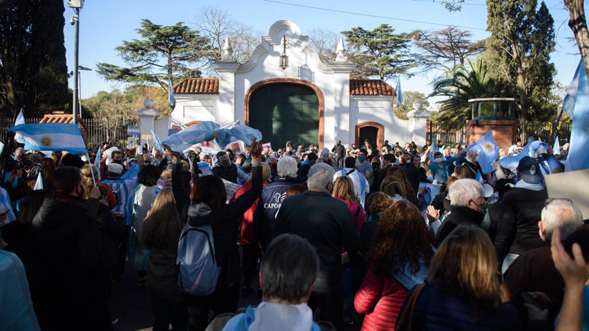 La Quinta de Olivos, ubicada sobre Avenida Maipú entre Malaver y Villate, fue uno de los epicentros de la protesta contra el Gobierno.