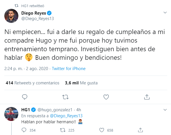 Diego Reyes aclaró sólo fue a darle un regalo a su compañero de selección (Foto: Twitter/ @Diego_Reyes13)