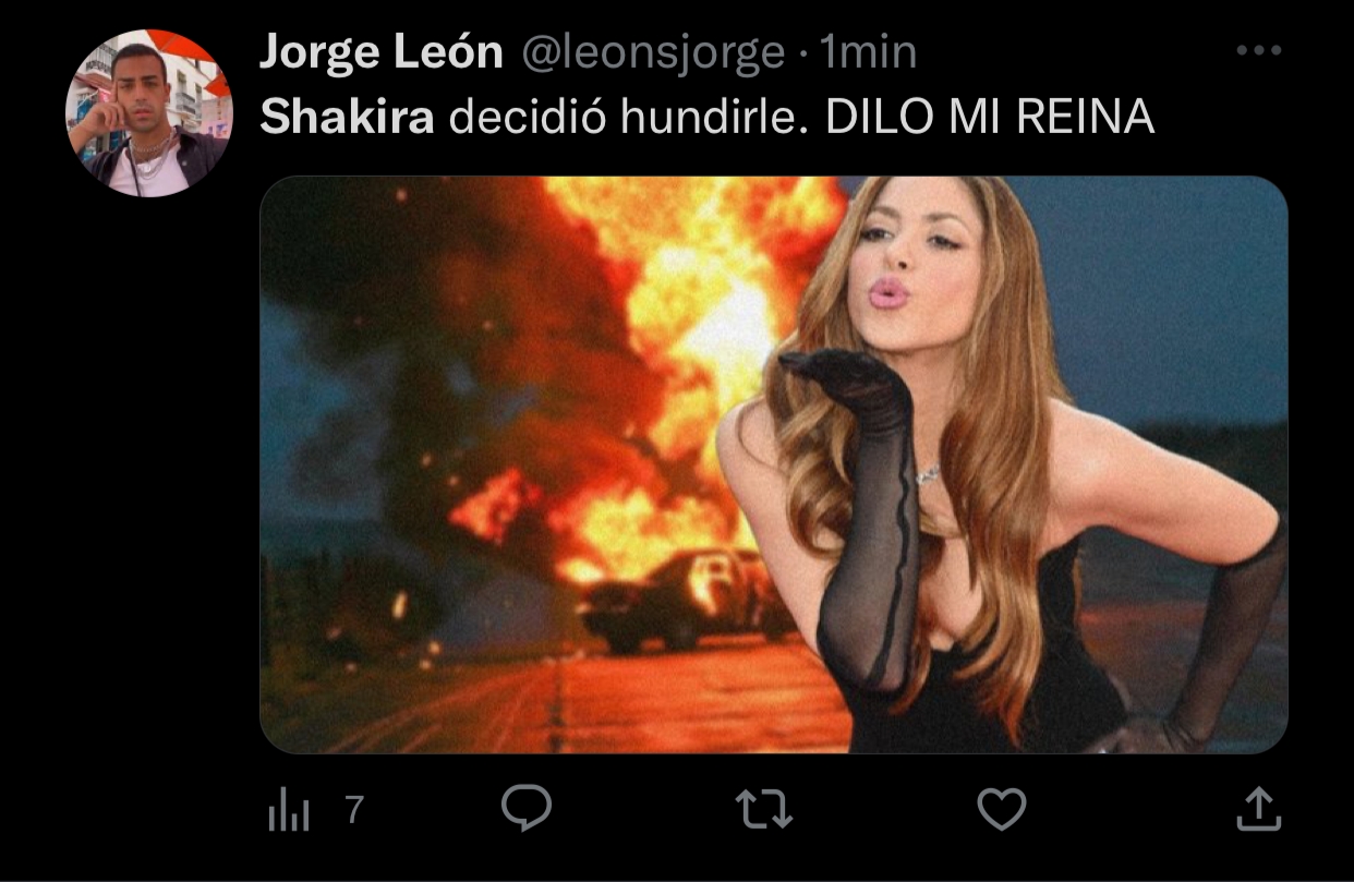 Así reaccionaron las redes sociales al nuevo lanzamiento de Shakira en el que le lanza duras críticas a Gerard Piqué. @leonsjorge/Twitter