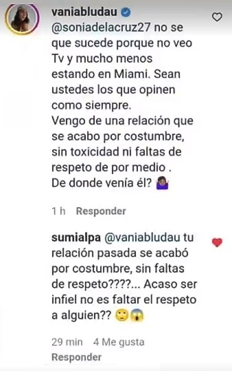 Vania Bludau comenta contra Mario Irivarren. (Foto: Instagram)