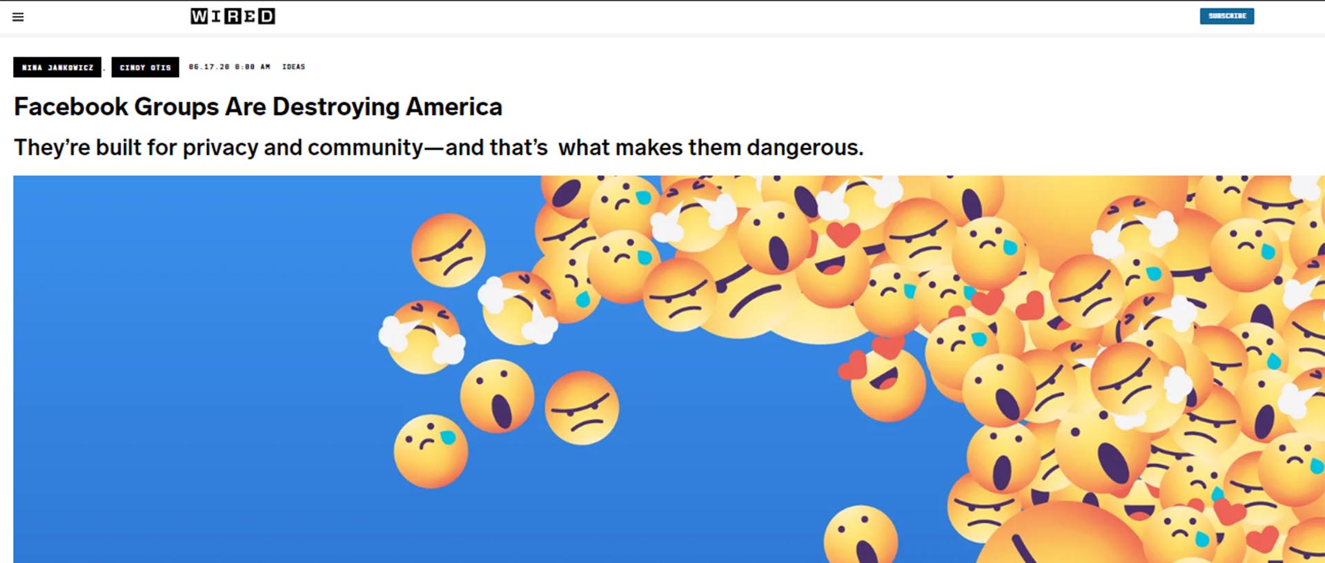 "Los grupos de Facebook están destruyendo EEUU", Wire