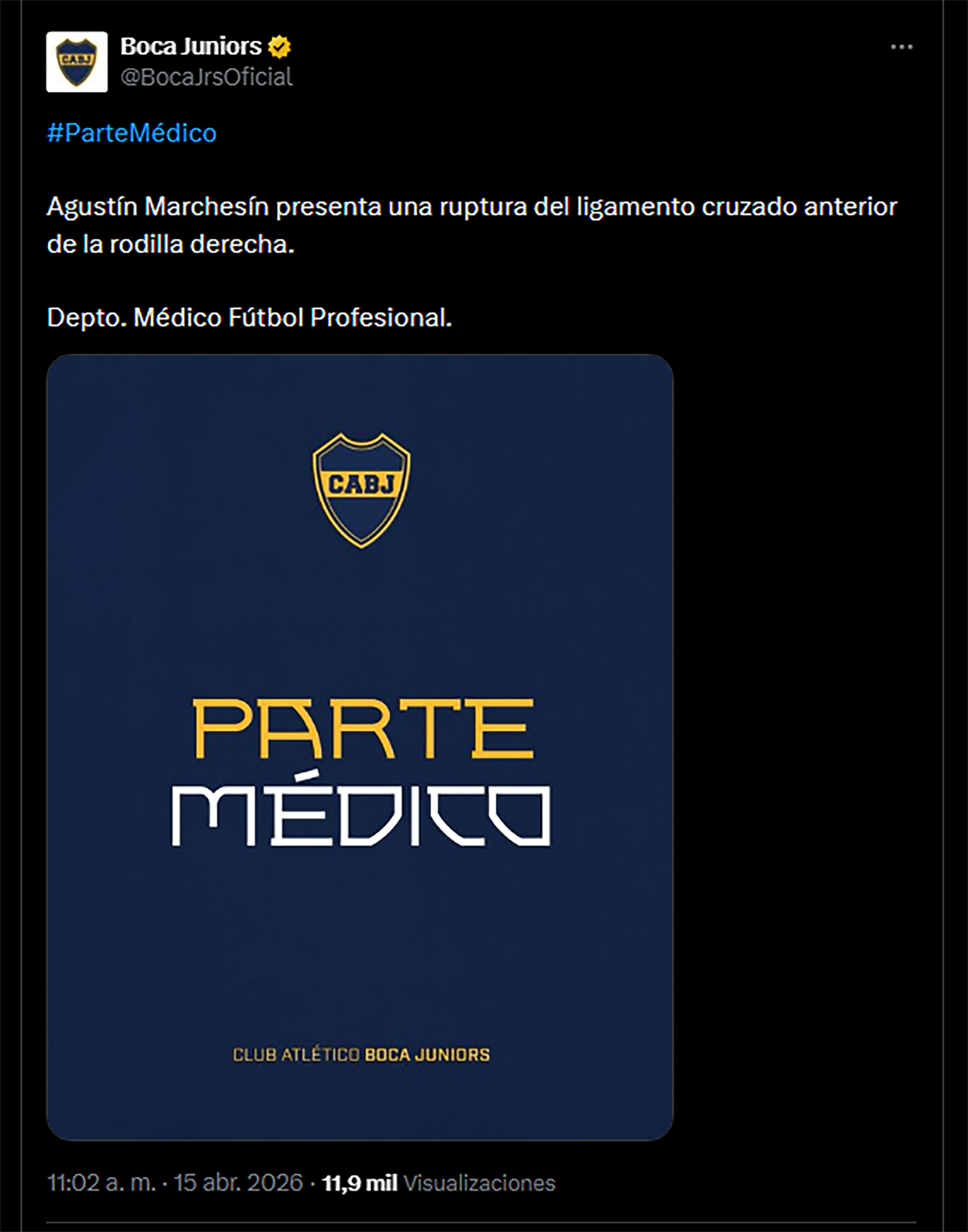 Boca Juniors confirmó la gravedad de la lesión que sufrió Agustín Marchesín: cuánto tiempo estará sin jugar