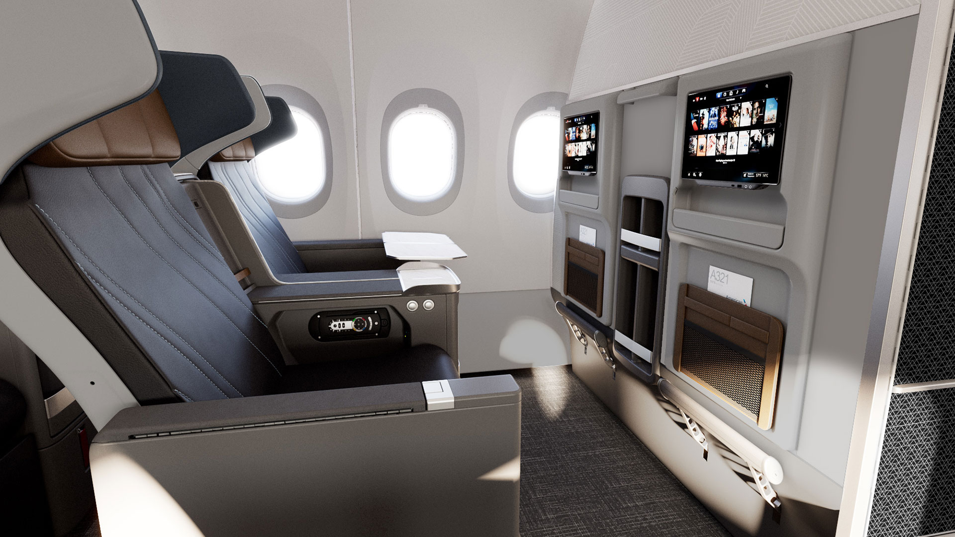 Los asientos Premium Economy del Airbus A321XLR cuentan con alas de reposacabezas para aumentar la privacidad