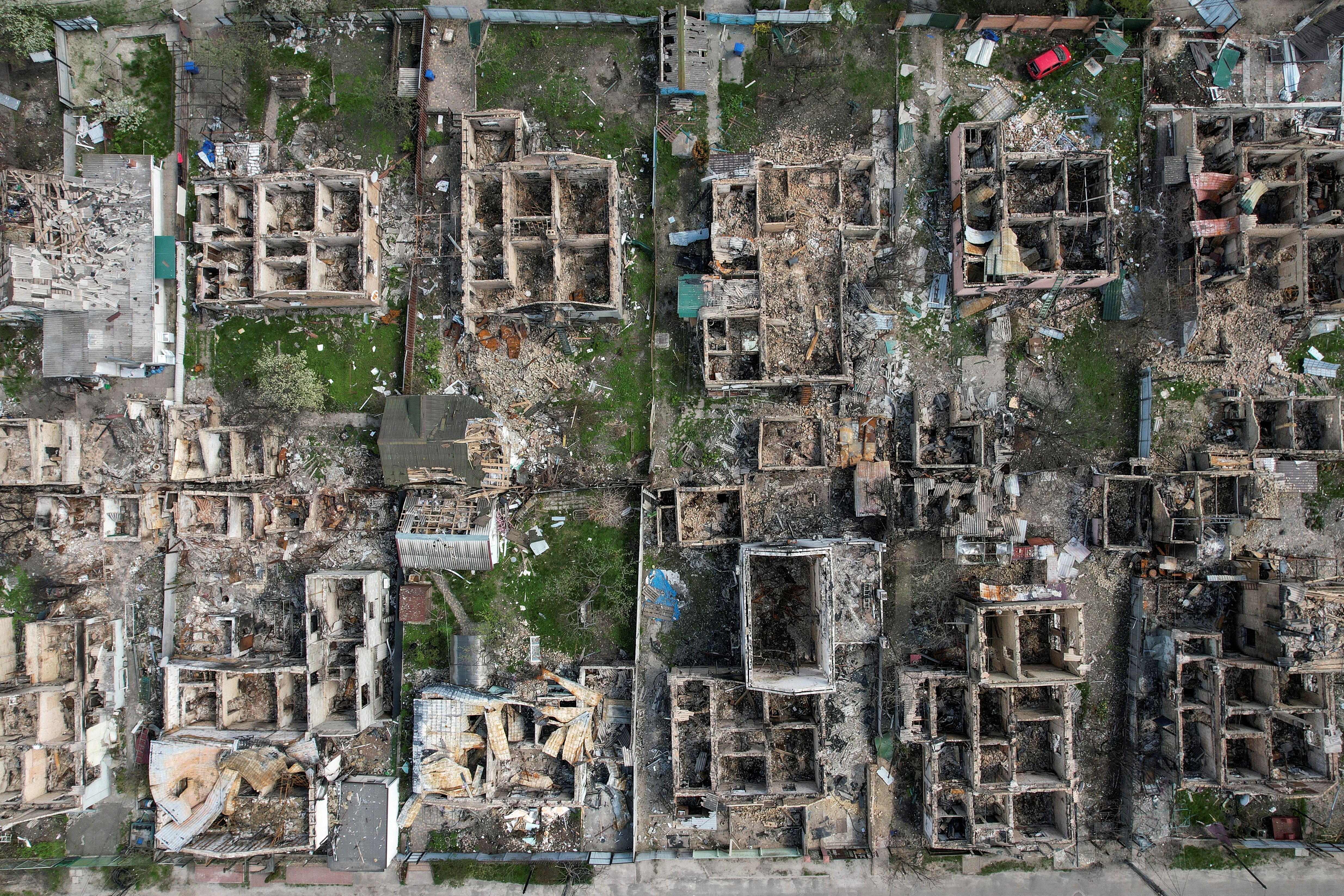 Edificios civiles en Irpin (afueras de Kiev) destruidos durante la ofensiva rusa sobre Ucrania