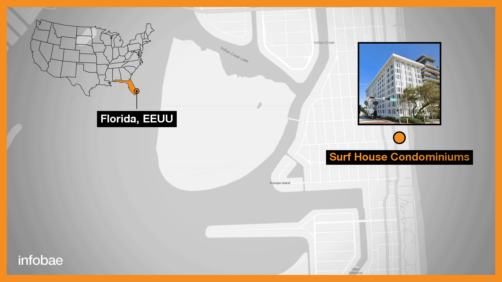 La ubicación del edificio en Florida que fue vendido por el fiscal Gertz Manero (Mapa: Infobae México)