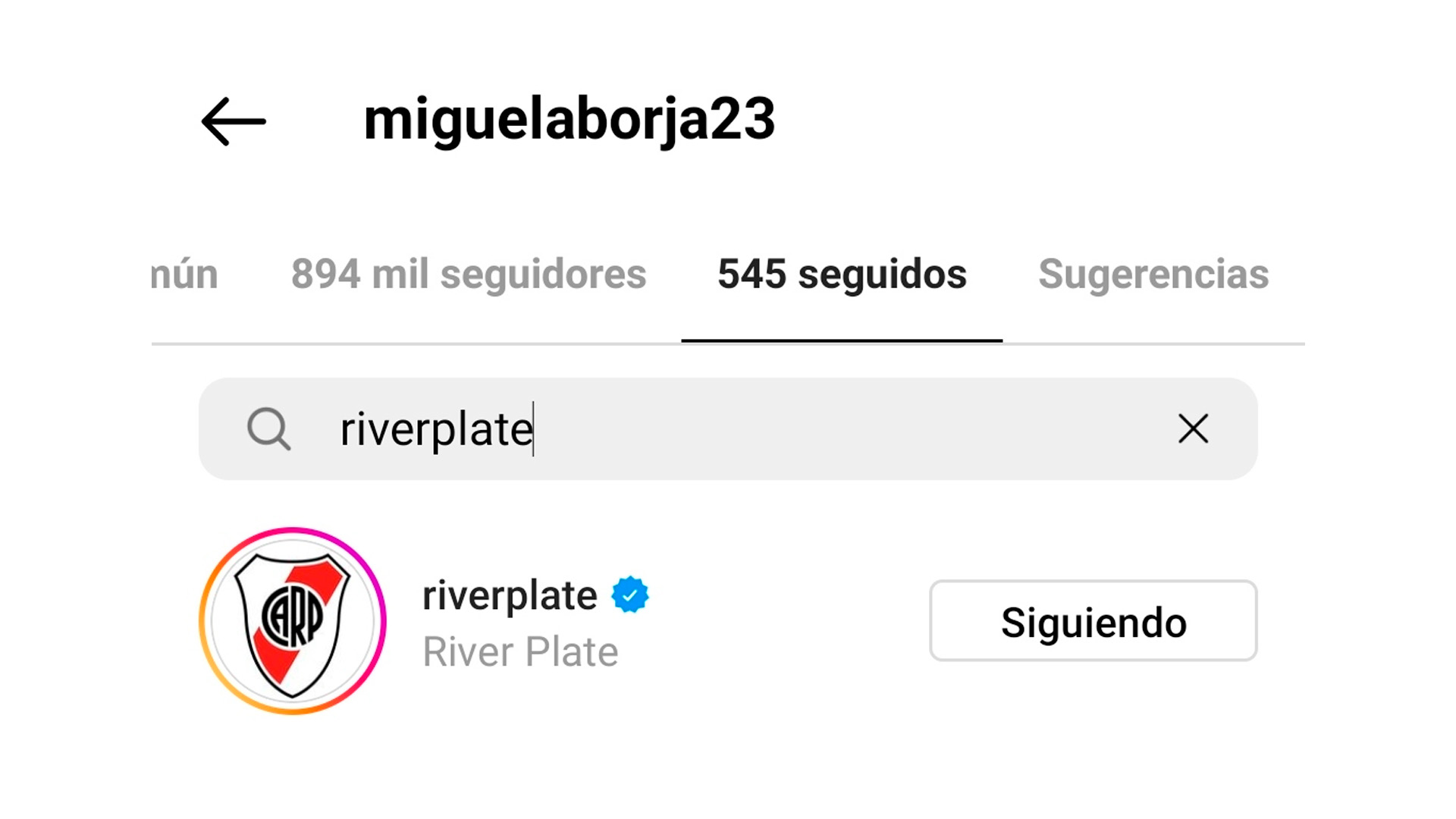 El guiño de Miguel Ángel Borja: comenzó a seguir la cuenta de River Plate en Instagram