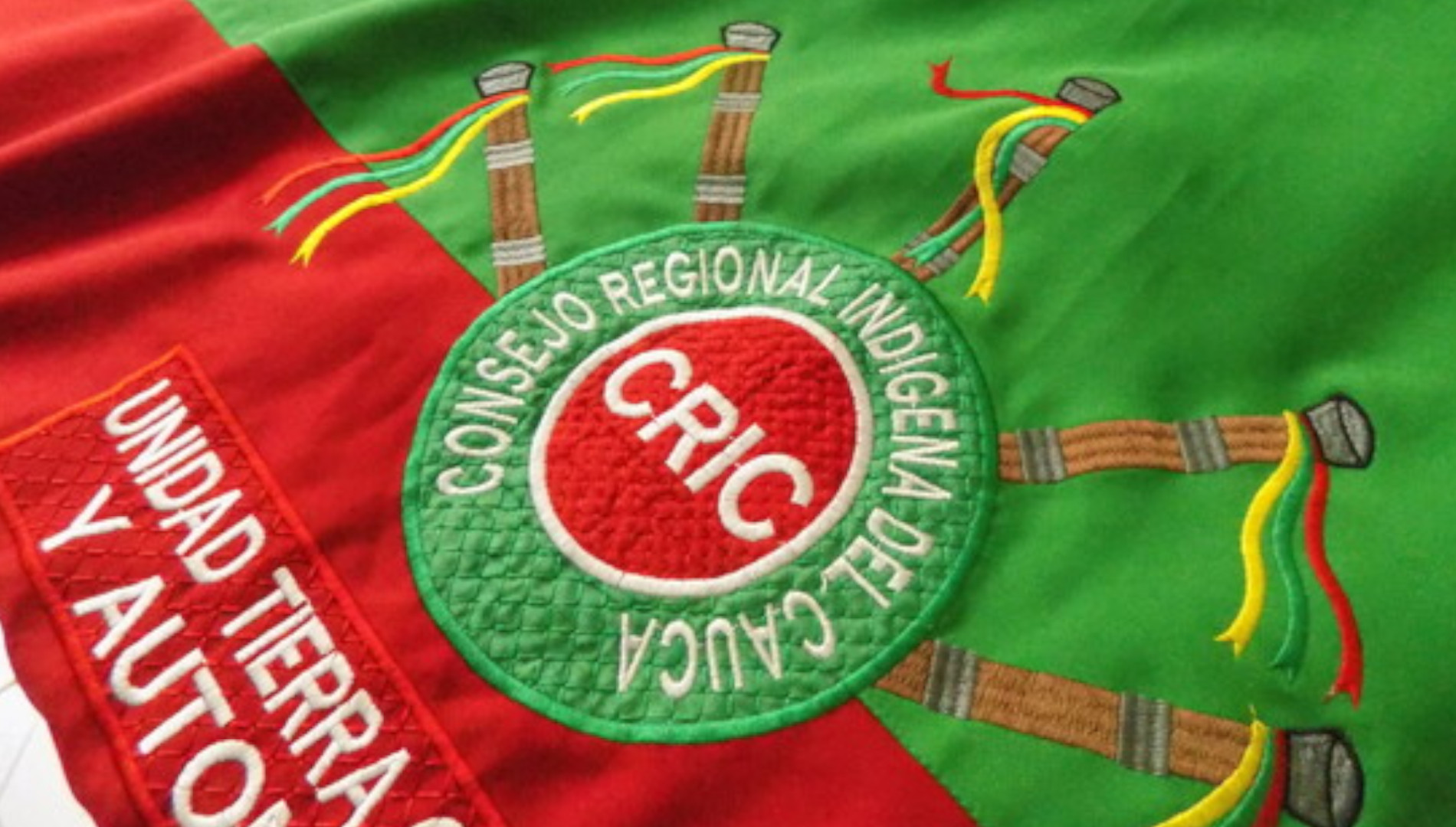 Bandera del Consejo Regional Indígena del Cauca. Foto: Colprensa
