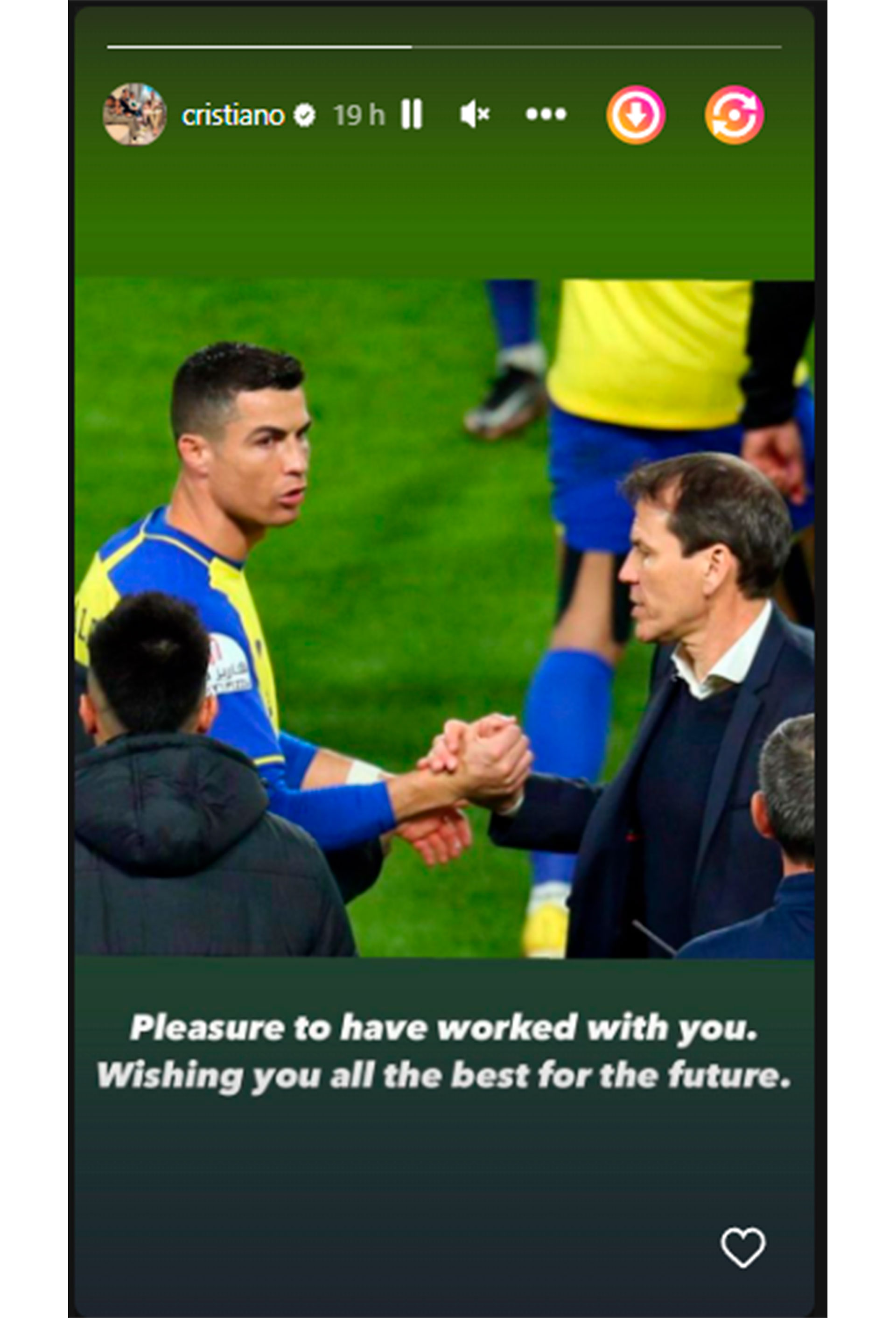 El mensaje de despedida de Cristiano Ronaldo para Rudi García