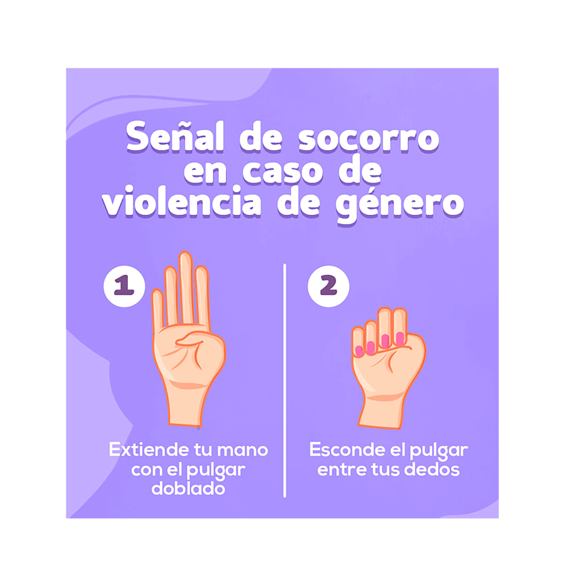 Infografía que muestra cómo se realiza la seña utilizada para alertar de situaciones de violencia de género