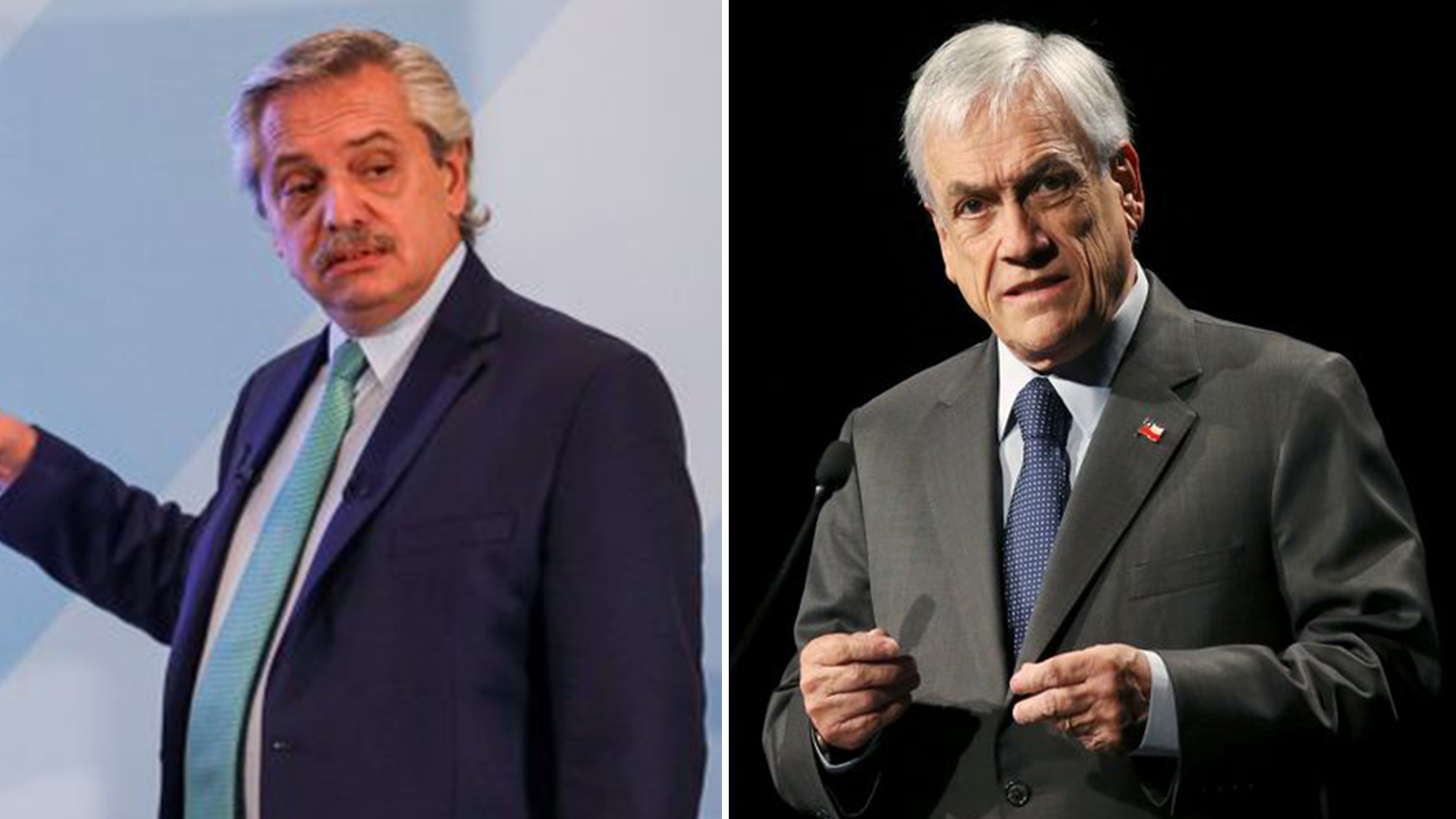 Los presidentes de Argentina, Alberto Fernández, y de Chile, Sebastían Piñera