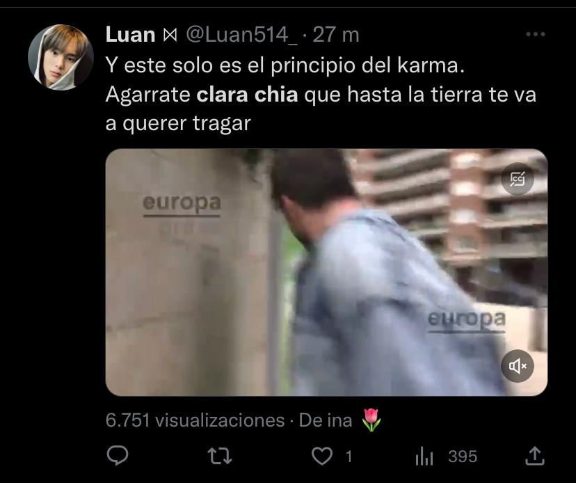 Burlas en redes sociales por el golpe que sufrió Clara Chía. @Luan514_/Twitter