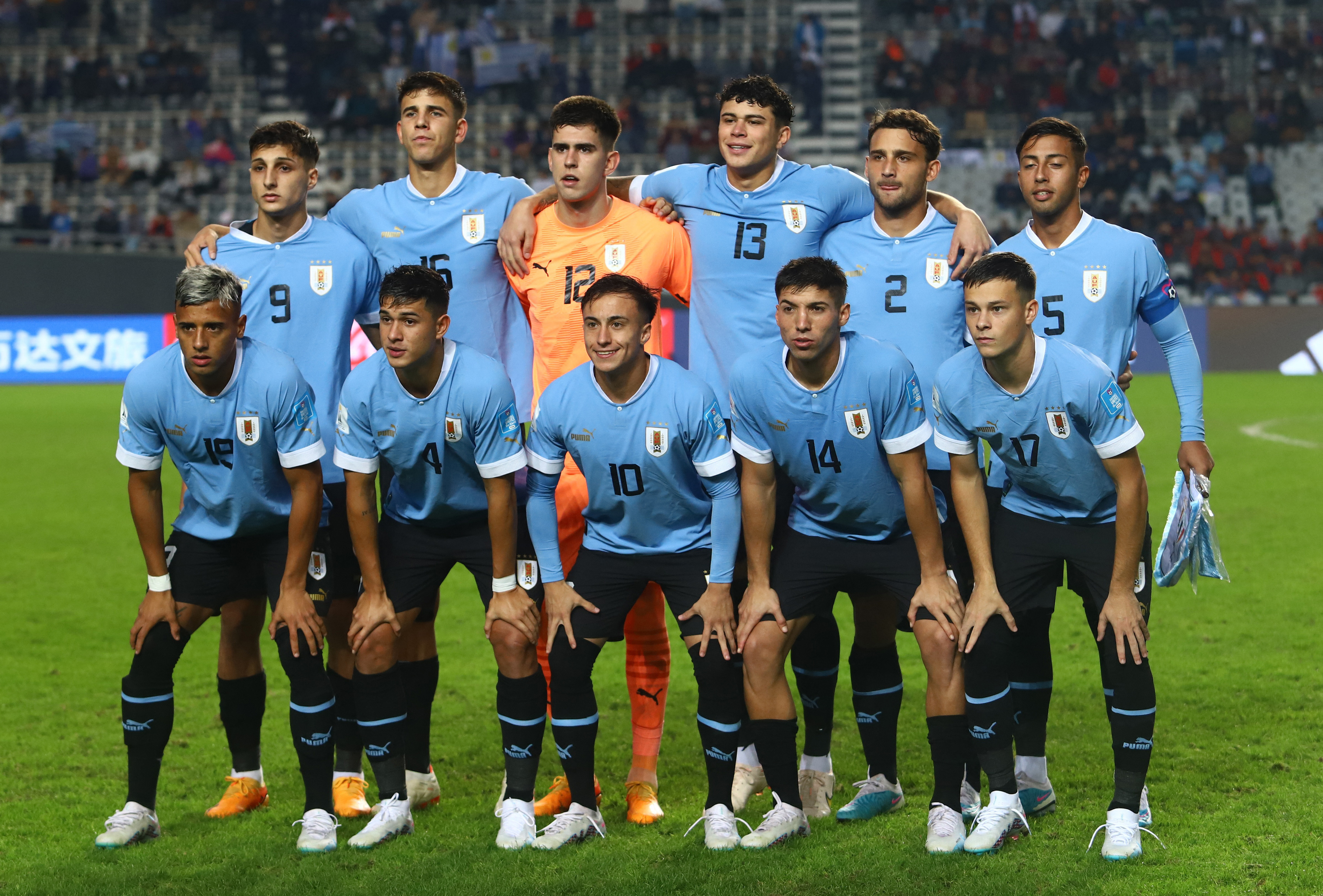 El equipo titular de Uruguay ante Irak en el Mundial Sub 20 que se juega en la Argentina (REUTERS/Matias Baglietto)