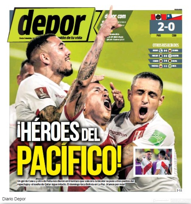Las dos caras de la moneda: Prensa peruana celebra triunfo de la bicolor,  la de Chile sufre por derrota y sentencia a su selección - Infobae