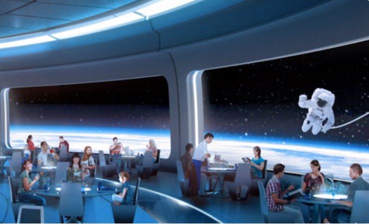 Los comensales en Space 220 pueden disfrutar de una increíble vista de la Tierra (Disney)
