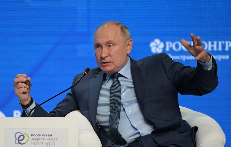 El presidente ruso, Vladimir Putin, durante un foro internacional de Energía, en Moscú, Rusia, Octubre 13, 2021. Sputnik/Sergey Guneev/Kremlin vía REUTERS