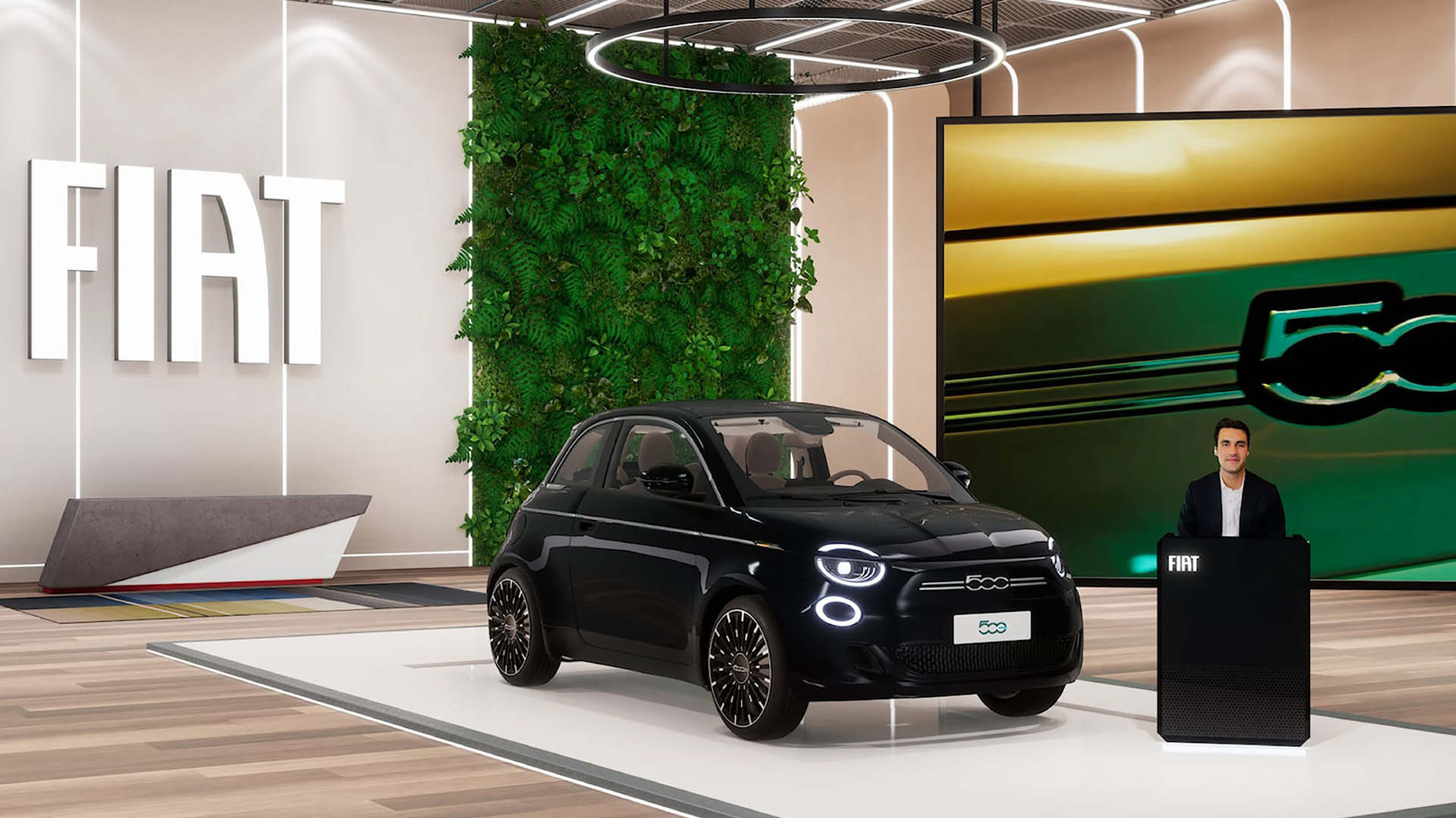 A virtual representative car and a real video advisor explain the characteristics of the model and answer all the consumer's questions before starting the tour