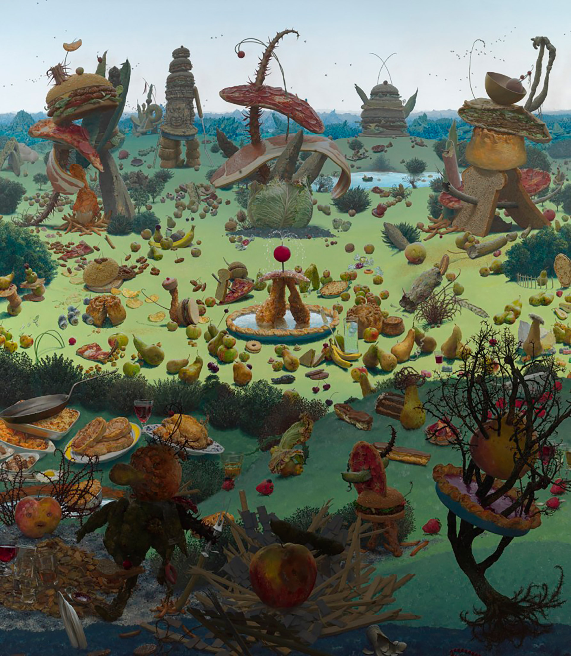 "Adoration and Bunfights", de Jonathan Leaman (2005-10), pintura al óleo sobre lienzo, 193 x 170 cm, Beaux Arts London