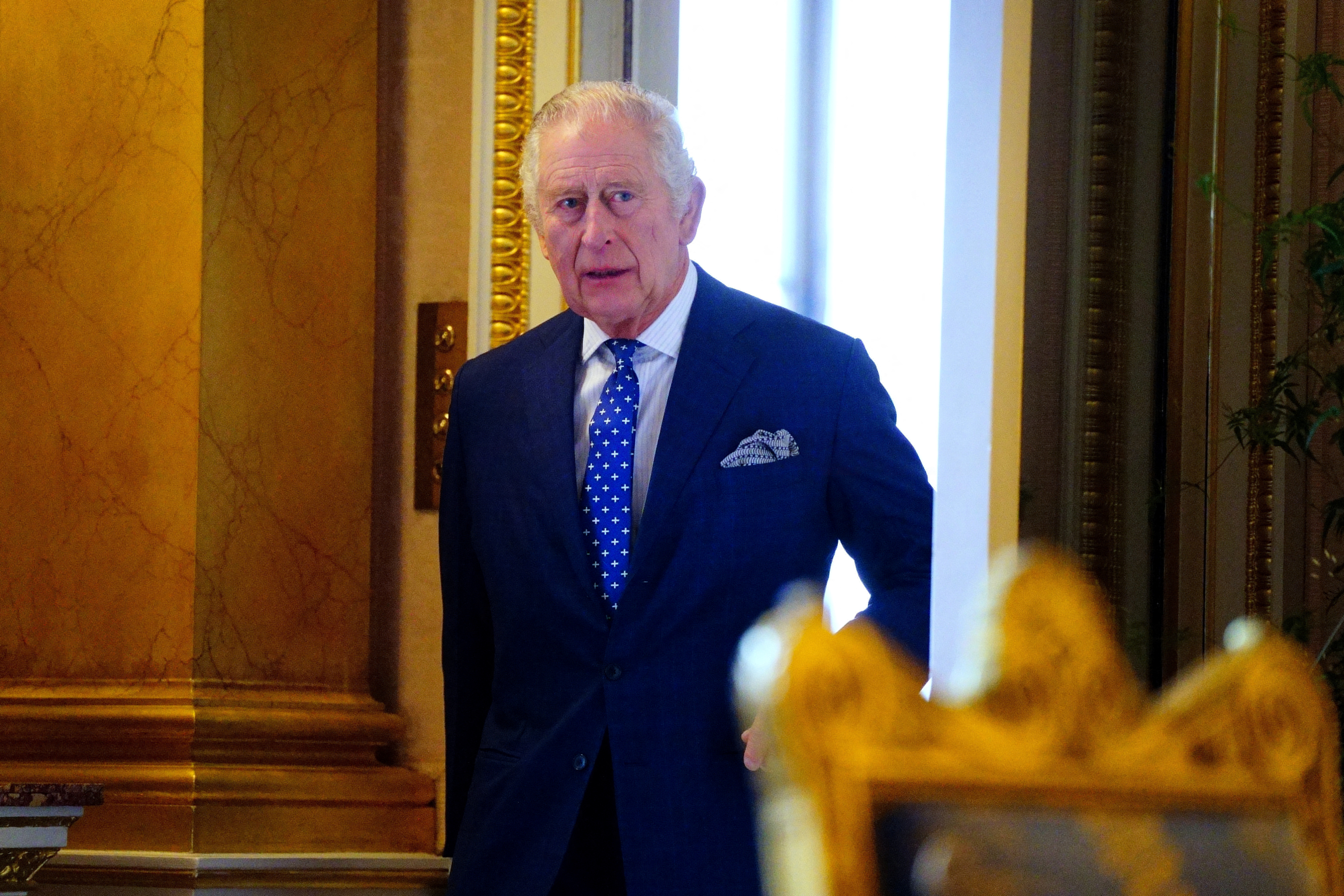 Por la tarde, Zelensky será recibido por el rey Carlos III en el Palacio de Buckingham, anunció la casa real. (Victoria Jones/REUTERS)