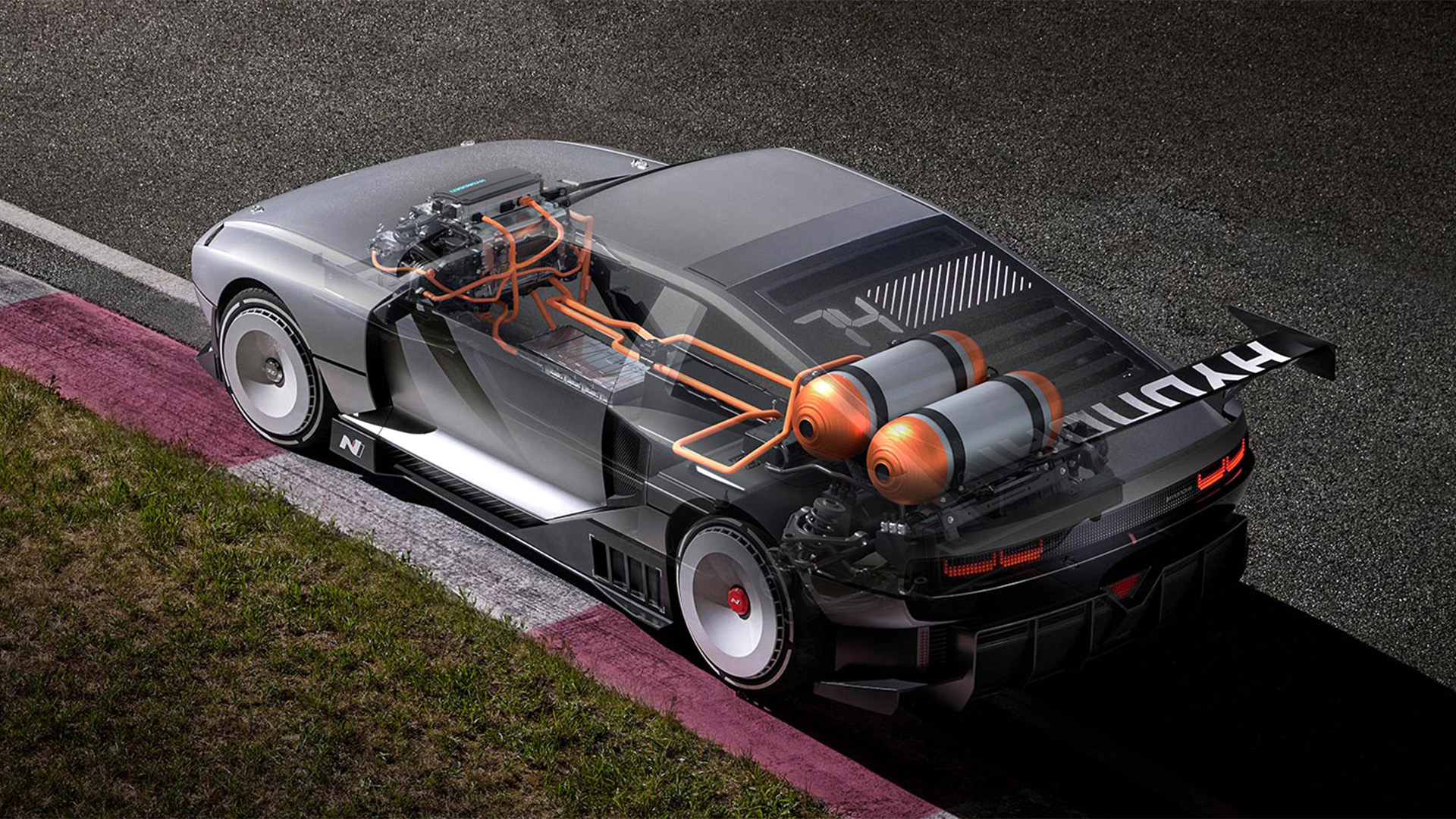 Los tanques de hidrógeno, la pila de combustible y los motores eléctricos, toda la tecnología que Hyundai exhibe en el N Vision 74