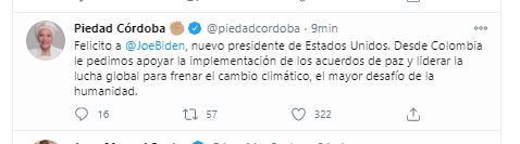 Piedad Córdoba reacts to the US elections