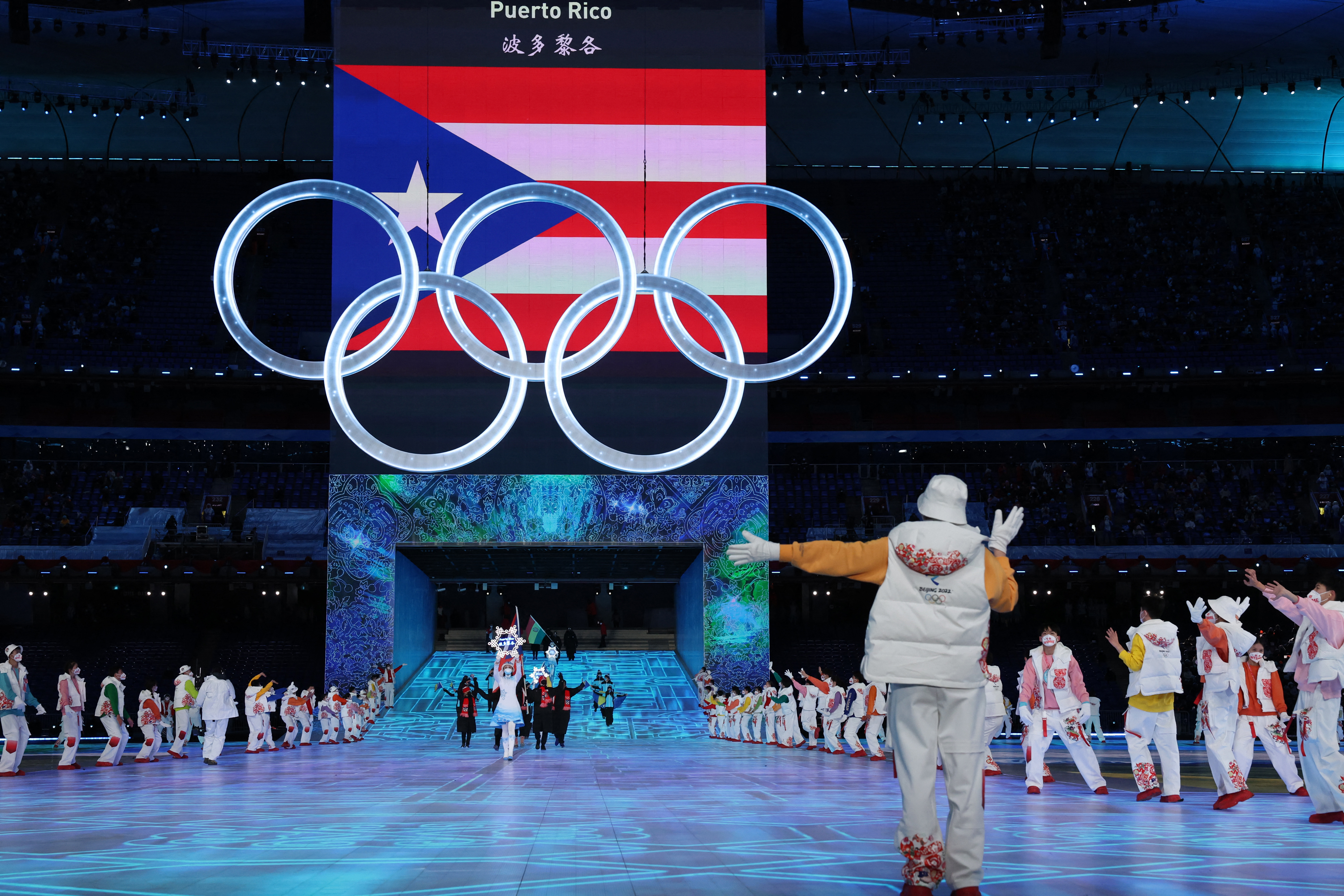 2022 Beijing Olympics - Opening Ceremony - National Stadium, Beijing, China - February 4, 2022. Puerto Rico athletes during the opening ceremony. REUTERS/Phil Noble