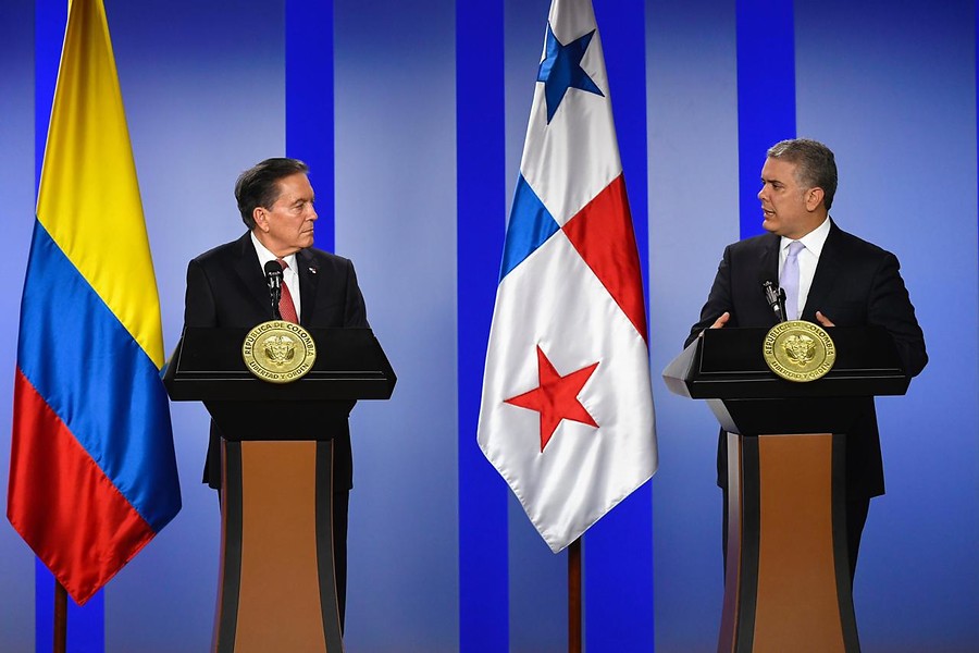 Los presidentes de Colombia, Iván Duque Márquez, y de Panamá, Laurentino Cortizo Cohen, durante el encuentro que tuvieron en la Casa de Nariño en noviembre de 2019 (Colprensa- Externos)