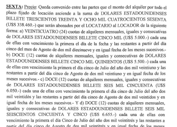 Document: Part of one of the leases signed by Del Río. 