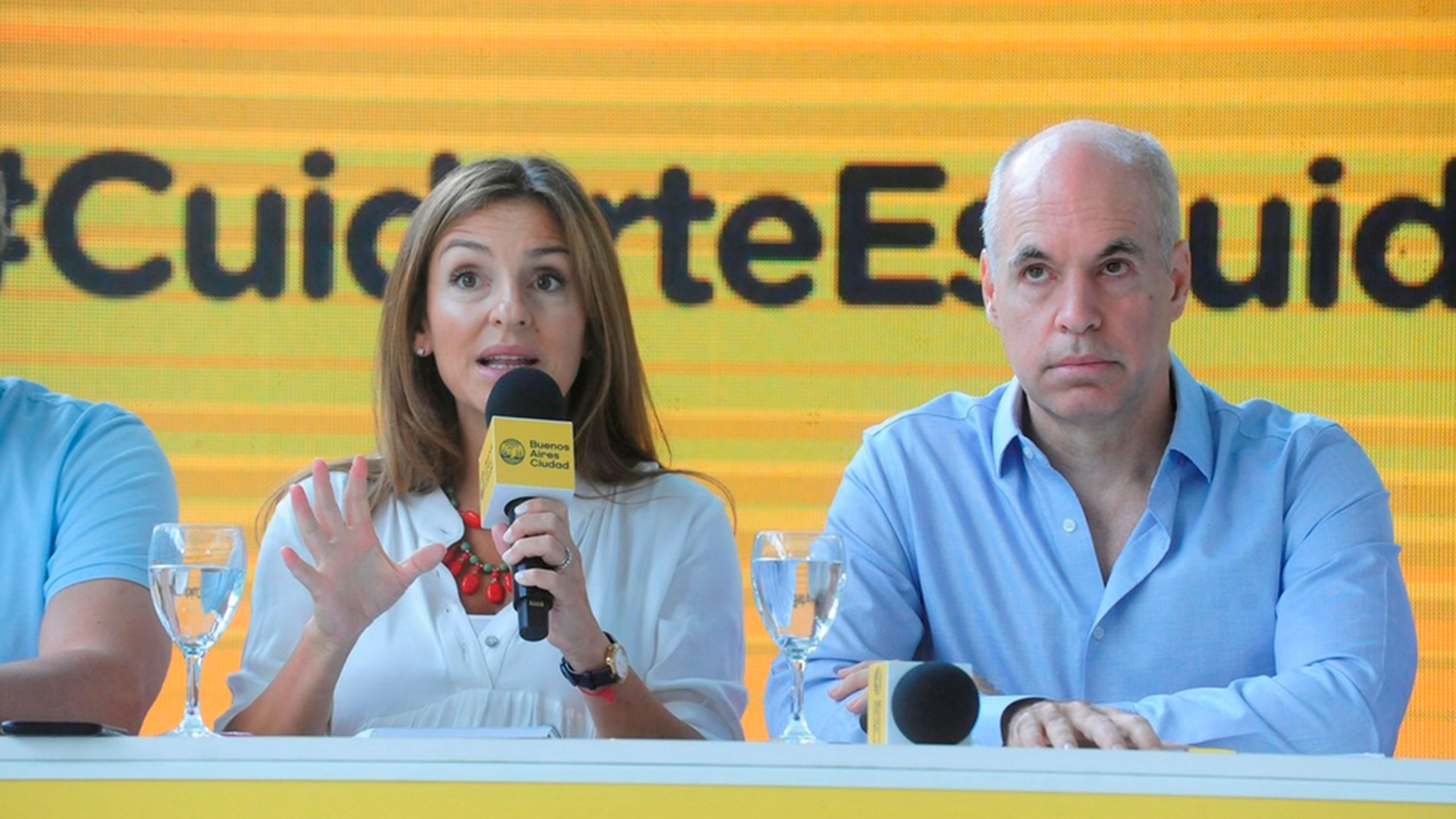 El jefe de Gobierno porteño, Horacio Rodríguez Larreta, y la ministra de Educación, Soledad Acuña
