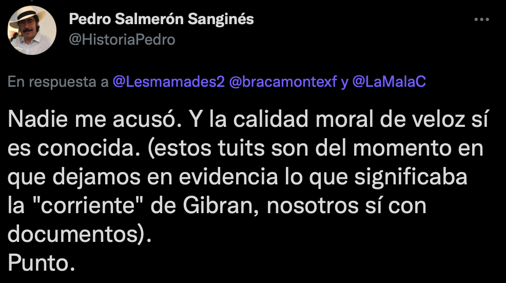 Pedro Salmerón se defendió en Twitter de los señalamientos (Foto: Twitter/@HistoriaPedro)