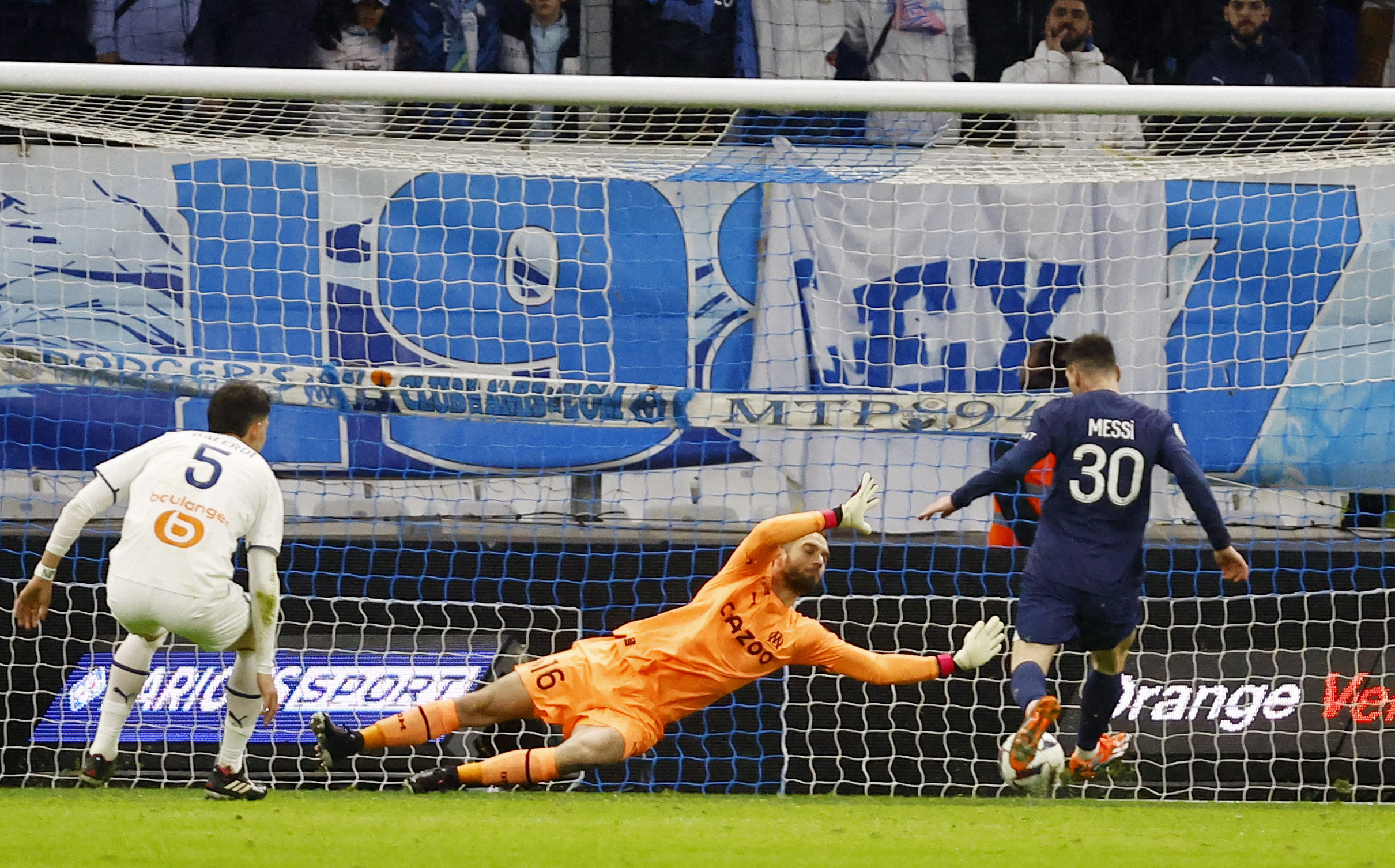 Soccer Football - Ligue 1 - Olympique de Marseille v Paris St Germain - Orange Velodrome, Marseille, France - February 26, 2023 Paris St Germain's Lionel Messi scores their second goal REUTERS/Eric Gaillard