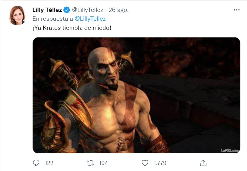 Téllez se mofó en que hasta Kratos, personaje de videojuegos, tembló de miedo al conocer la nueva estrategia de seguridad (Foto: Twitter/@LillyTellez)