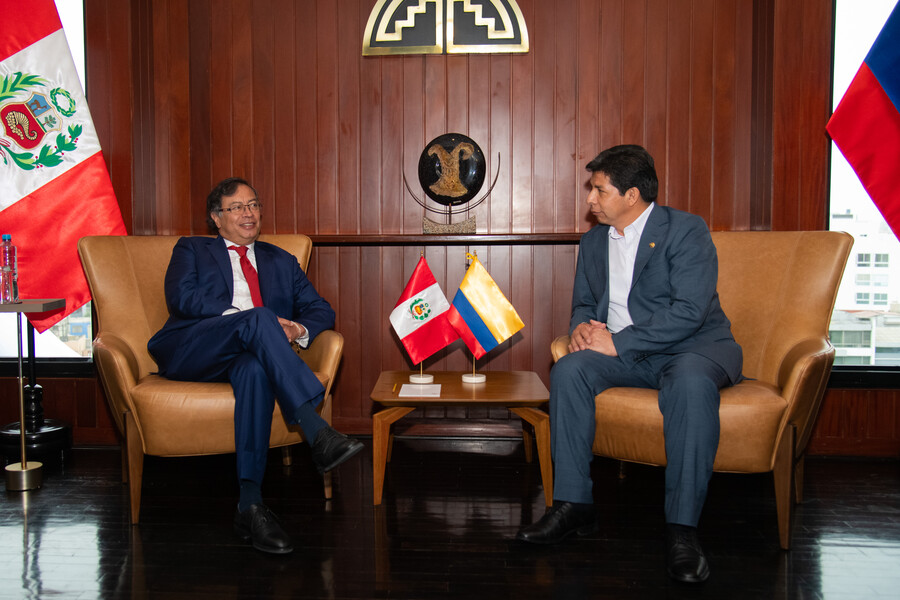 Reunión de Gustavo Petro con Pedro Castillo en Lima, Perú, en agosto de 2022