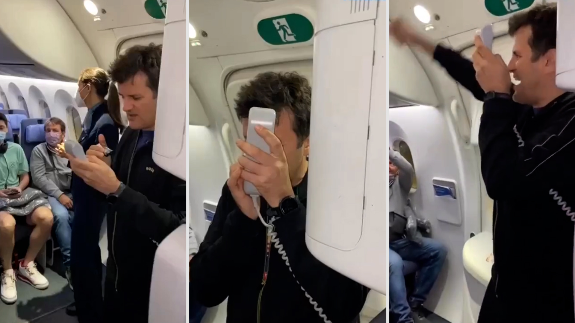 Ciro Martínez sorprendió a los hinchas argentinos de un vuelo tocando el himno 