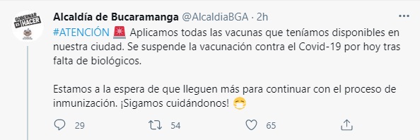 Foto: Twitter Alcaldía de Bucaramanga.