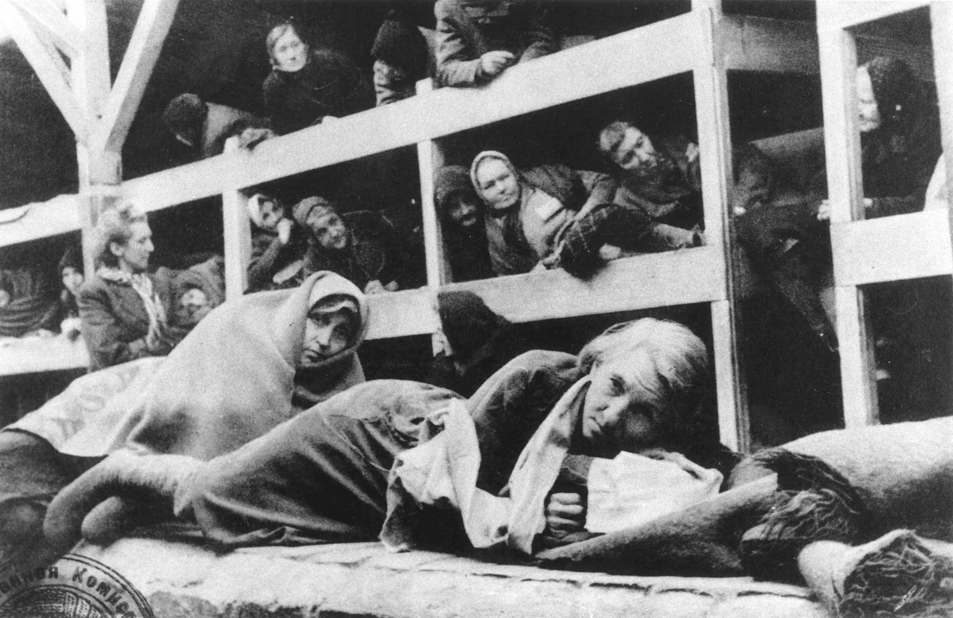 Mujeres prisioneras en las barras de Auschwitz (Ron Cardy/Shutterstock)
