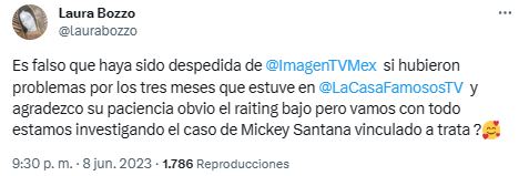 Laura confirmed the problems within Imagen Televisión, but denied having been fired (Screenshot/Twitter)