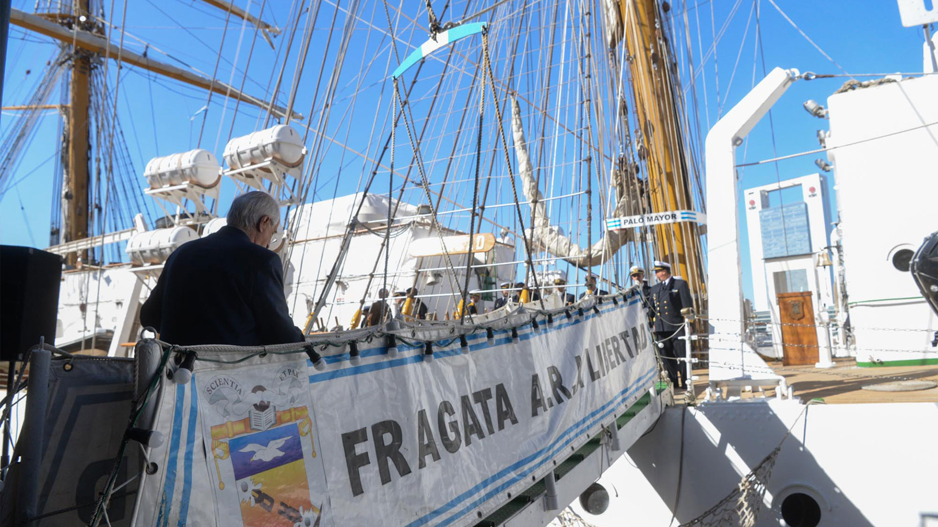 La Fragata ARA Libertad recorrió 22.038 millas náuticas. (Ministerio de Defensa de la Nación)