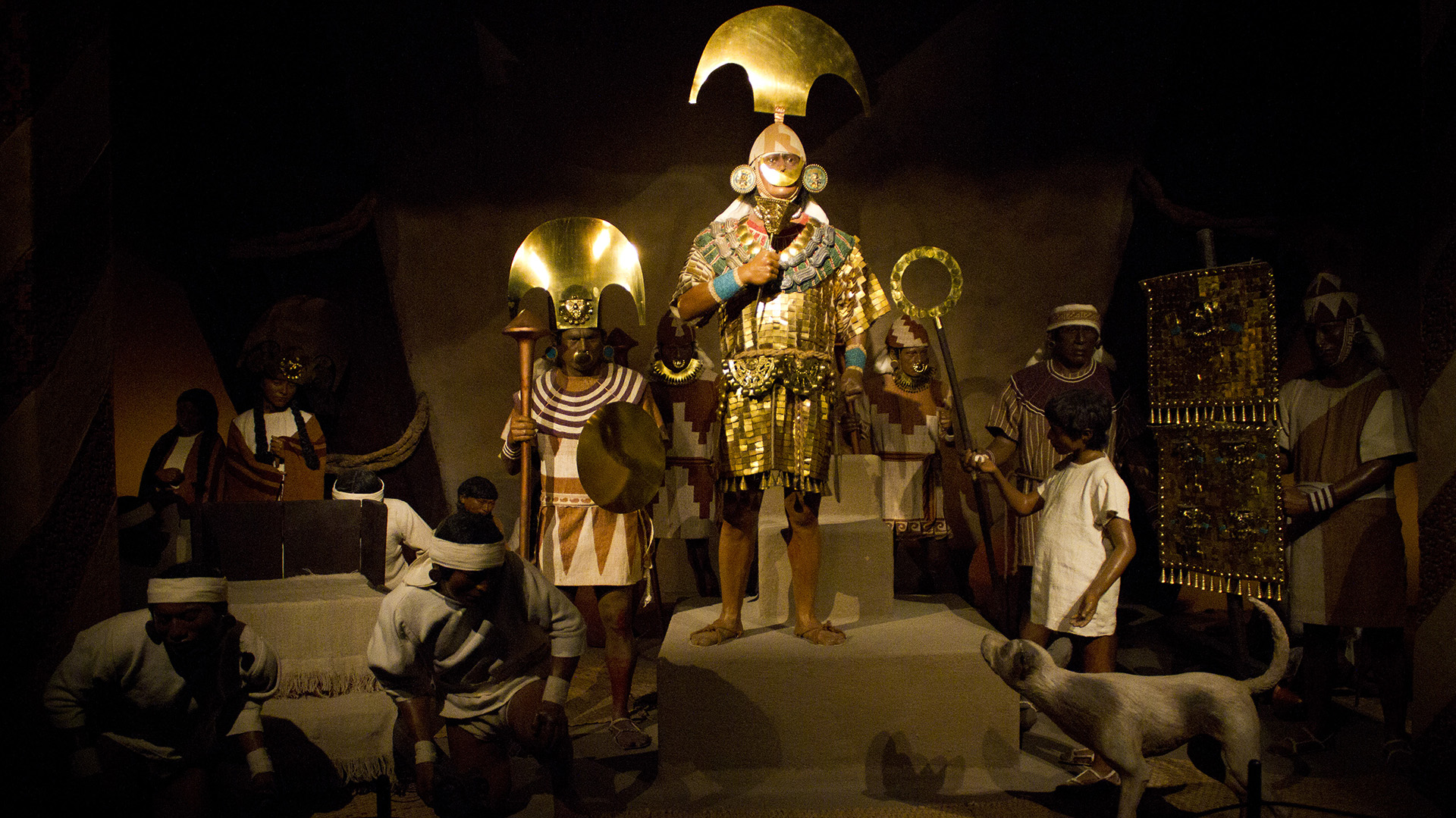 Representación del Señor de Sipán y su séquito, en el Museo Tumbas Reales de Sipán