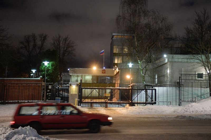 Foto de archivo: Vista general de la embajada rusa en Estocolmo, Suecia, el 8 de febrero de 2021 (REUTERS)