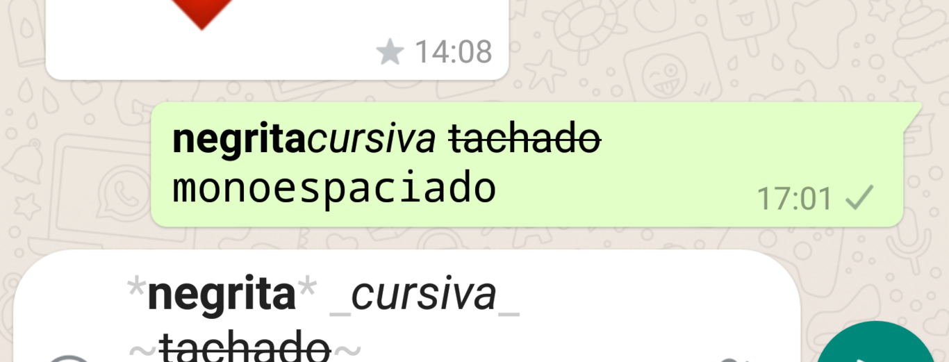 Modo de negrita, cursiva, tachado y monoespaciado en WhatsApp. (foto: Xataka)