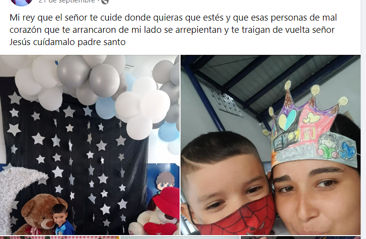 Desde el pasado 21 de septiembre (fecha de la desaparición del menor) la madre de Maximiliano Tabares pedía a su hijo de vuelta, pues había (supuestamente) desaparecido.
FOTO: Facebook