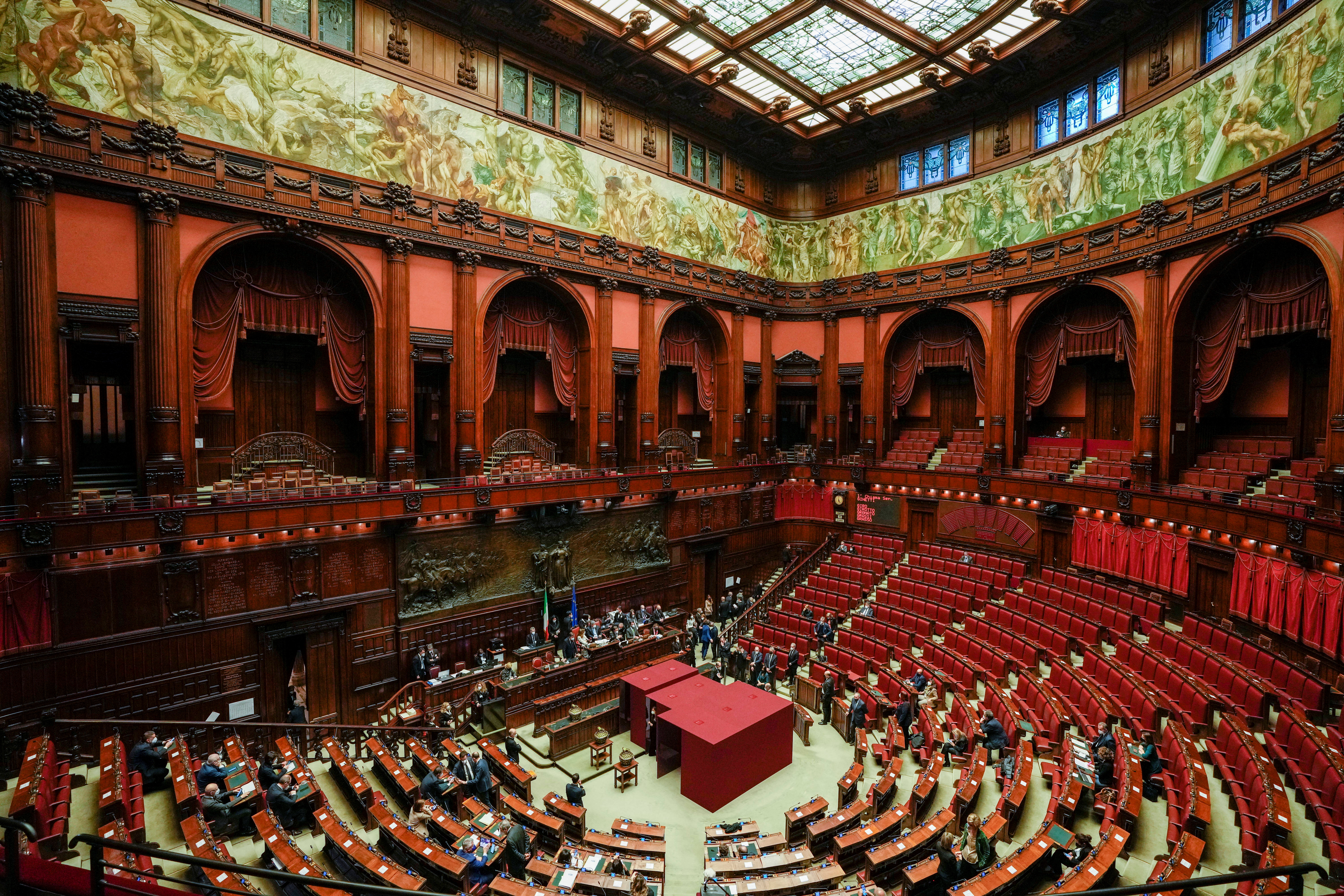 Visione generale del parlamento italiano durante l'ottavo turno di votazioni per eleggere il nuovo presidente d'Italia, a Roma, il 29 gennaio 2022. Gregorio Borgia/Pool via REUTERS
