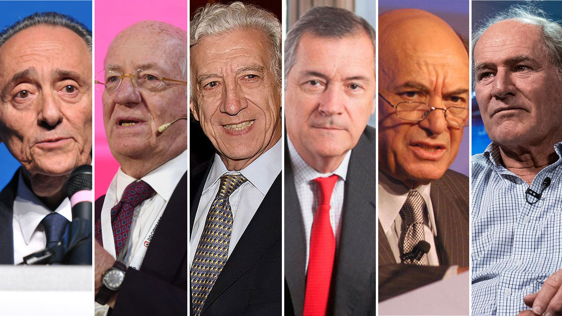 Héctor Magnetto, Paolo Rocca, Jaime Campos, Enrique Cristofani, Alfredo Coto y Federico Braun, miembros de AEA