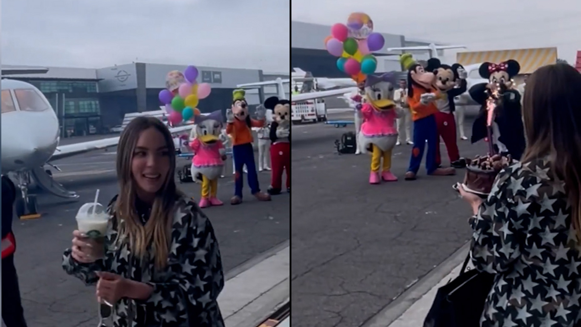 Con Mickey Mouse y Goofy: así fue la sorpresa viral que recibió Belinda por su cumpleaños 33