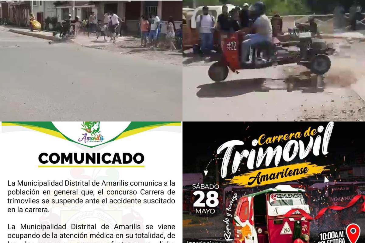 Huánuco: Mototaxista choca contra heladero y causa explosión de su triciclo durante concurso de trimóviles en Amarillis 